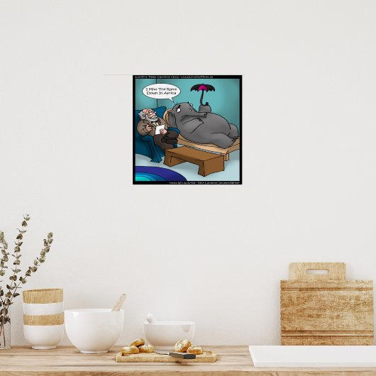 Funny Elephant in Therapy Poster (Keuken)