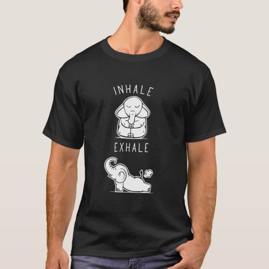 Funny Elephant Inhale Exhale Yoga Fitted V-Neck T-shirt (Voorkant)