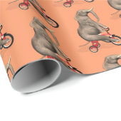 Funny Elephant Rides a Tricycle Cadeaupapier (Rol Hoek)