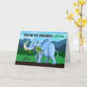 Funny Elephant Vegan Valentijn's Day Kaart (Gele Bloem)