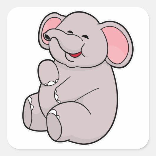 Funny Elephant Vierkante Sticker (Voorkant)