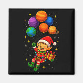 Funny Elf Astronaut With Planets Christmas Pjs For Magneet (Voorkant)