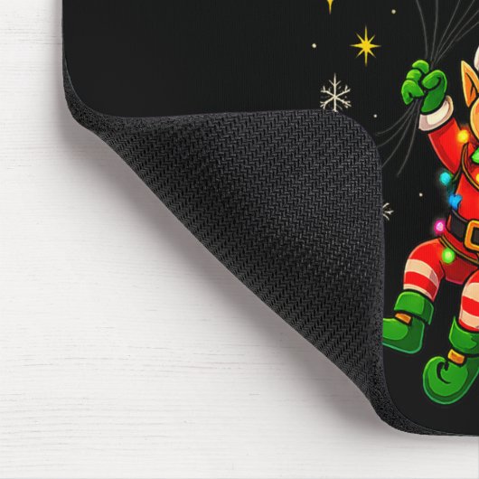 Funny Elf Astronaut With Planets Christmas Pjs For Muismat (Hoek)