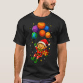 Funny Elf Astronaut With Planets Christmas Pjs For T-shirt (Voorkant)