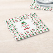 Funny Elf Christmas Gezegde Groen Rood Kartonnen Onderzetters (Schuin)