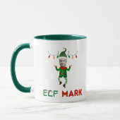 Funny elf coffee mug with your customizable face mok (Links)