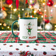 Funny elf coffee mug with your customizable face