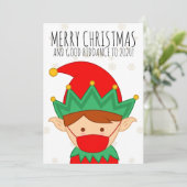 Funny Elf Face Mask Merry Kerstmasker Feestdagenkaart (Staand voorkant)