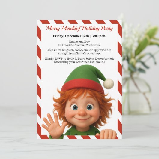 Funny Elf Faces | North Pole Fun Christmas Party  Kaart (Staand voorkant)