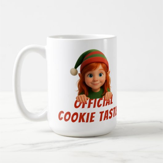 Funny Elf Faces | Official Cookie Tester Christmas Koffiemok (Links)
