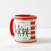 Funny Elf Familie van Vier Foto Red Green Kerstmis Mok (Voorkant links)