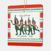 Funny Elf Familie van Vijf Foto Rood Kerst Keramisch Ornament (Links)