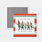 Funny Elf Familie van Vijf Foto Rood Kerst Magneet (Voorkant / Achterkant)
