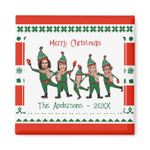 Funny Elf Familie van Vijf Foto Rood Kerst