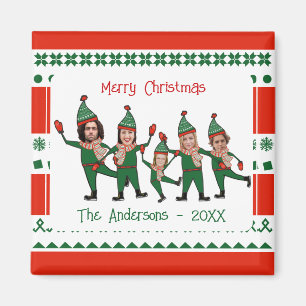 Funny Elf Familie van Vijf Foto Rood Kerst Magneet