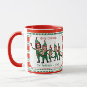 Funny Elf Familie van Vijf Foto Rood Kerst Mok (Links)