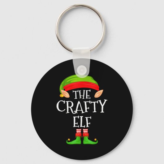 Funny Elf Family Christmas Crafty Elf Sweater Matc Sleutelhanger (Voorkant)