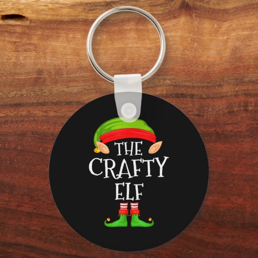 Funny Elf Family Christmas Crafty Elf Sweater Matc Sleutelhanger (Voorkant)