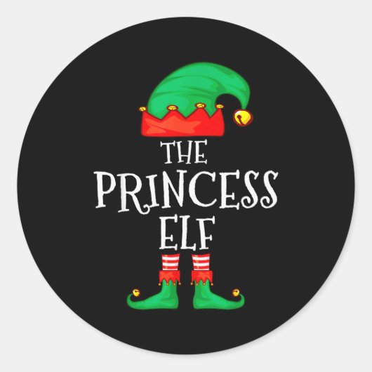 Funny Elf Family Christmas Princess Elf Sweater Me Ronde Sticker (Voorkant)