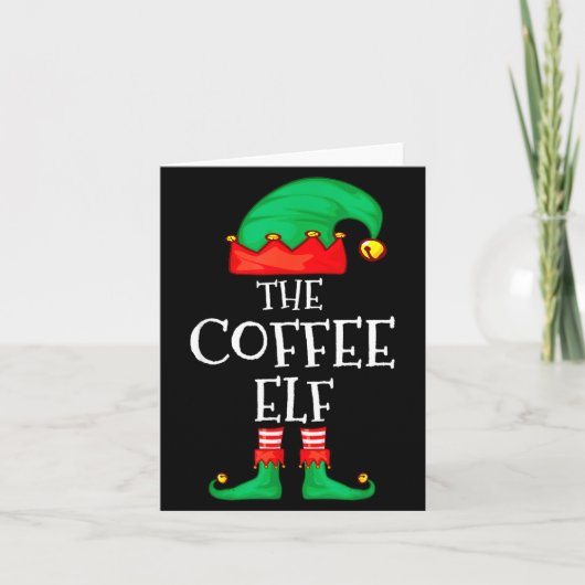Funny Elf Family Christmas The Coffee Elf Sweater  Kaart (Voorkant)