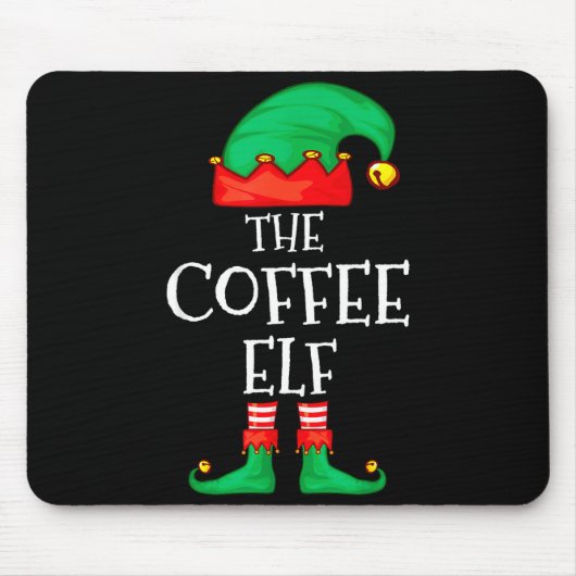 Funny Elf Family Christmas The Coffee Elf Sweater  Muismat (Voorkant)