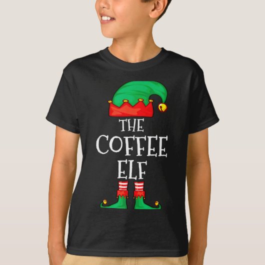 Funny Elf Family Christmas The Coffee Elf Sweater  T-shirt (Voorkant)