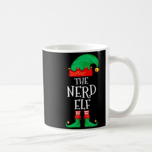 Funny Elf Family Christmas The Nerd Elf Sweater Me Koffiemok (Rechts)