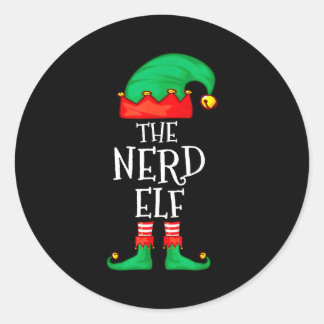 Funny Elf Family Christmas The Nerd Elf Sweater Me Ronde Sticker