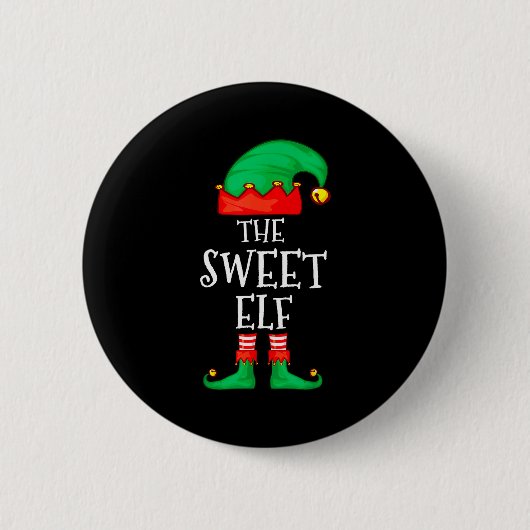Funny Elf Family Christmas The Sweet Elf Sweater M Ronde Button 5,7 Cm (Voorkant)