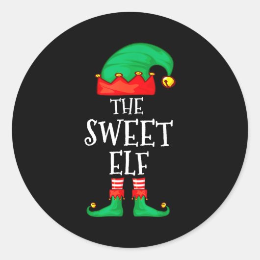 Funny Elf Family Christmas The Sweet Elf Sweater M Ronde Sticker (Voorkant)