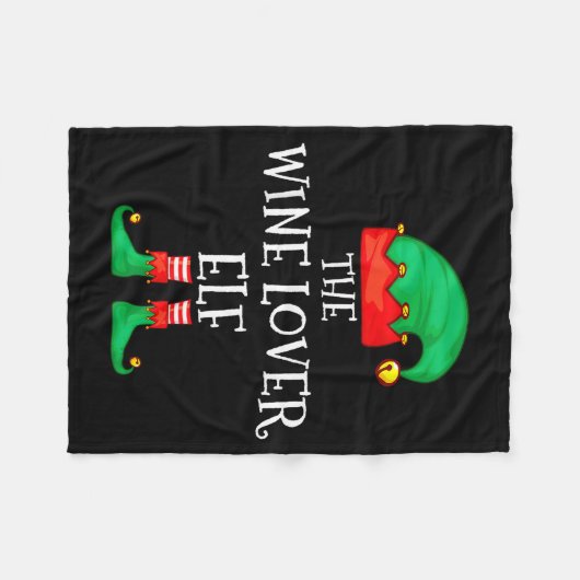 Funny Elf Family Christmas The Wine Lover Elf Men Fleece Deken (Voorkant (Horizontaal))