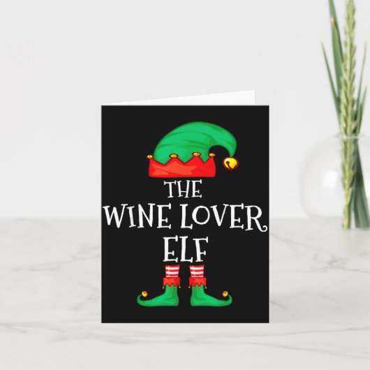 Funny Elf Family Christmas The Wine Lover Elf Men Kaart (Voorkant)
