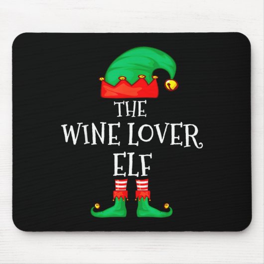 Funny Elf Family Christmas The Wine Lover Elf Men  Muismat (Voorkant)