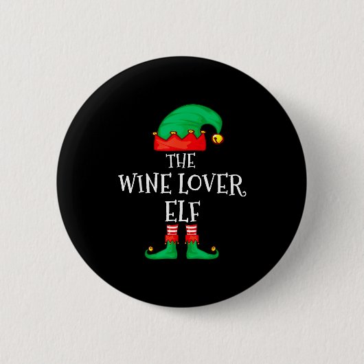 Funny Elf Family Christmas The Wine Lover Elf Men  Ronde Button 5,7 Cm (Voorkant)