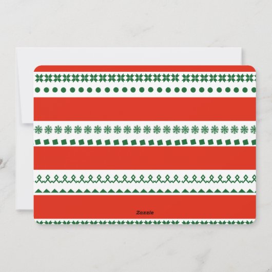 Funny Elf Family Foto Red Green Merry Kerstry Feestdagenkaart (Achterkant)