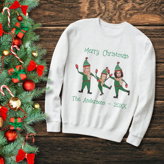 Funny Elf Family Foto Ugly KerstSweater Trui
