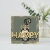 Funny Elf Gold Glitter Custom Script Flat Feestdagenkaart (Staand voorkant)