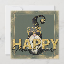 Funny Elf Gold Glitter Custom Script Flat Feestdagenkaart