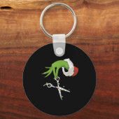 Funny Elf Hands Hair Stylist Hairdresser Scissor B Sleutelhanger (Voorkant)