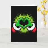 Funny Elf Heart Hands Love Christmas Kaart (Gele Bloem)