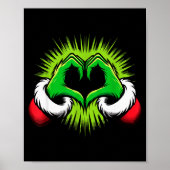 Funny Elf Heart Hands Love Christmas Poster (Voorkant)