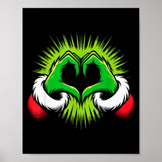 Funny Elf Heart Hands Love Christmas  Poster (Voorkant)