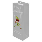 Funny Elf Kerstmis met wijn Cadeautas (Achterkant Gekanteld)