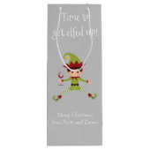 Funny Elf Kerstmis met wijn Cadeautas (Achterkant)