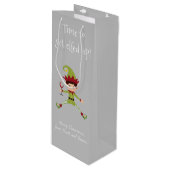 Funny Elf Kerstmis met wijn Wijn Cadeautas (Voorkant Gekanteld)