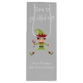 Funny Elf Kerstmis met wijn Wijn Cadeautas (Voorkant)