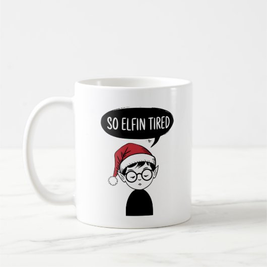 Funny ELF Kerstochtend, Stocking Stuffer Koffiemok (Links)