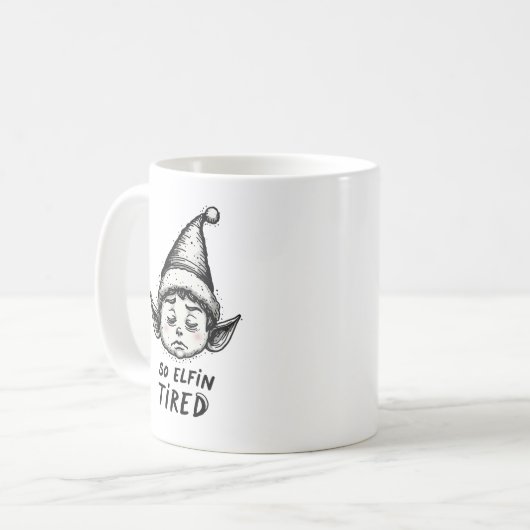 Funny ELF Kerstochtend, Stocking Stuffer Koffiemok (Voorkant links)