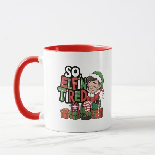 Funny ELF Kerstochtend, Stocking Stuffer Mok (Links)