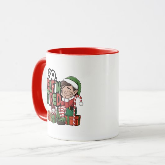 Funny ELF Kerstochtend, Stocking Stuffer Mok (Voorkant links)